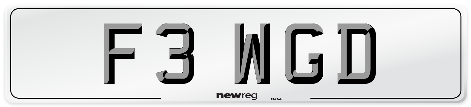 F3 WGD Number Plate from New Reg